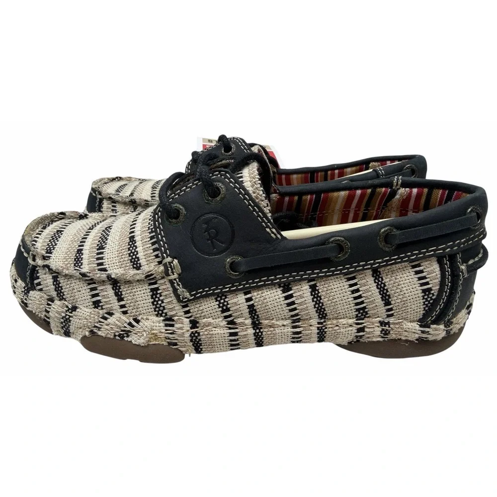 Tony Lama RR3034L Womens 6.5B Boat Shoes Casual Canvas Leather New Box